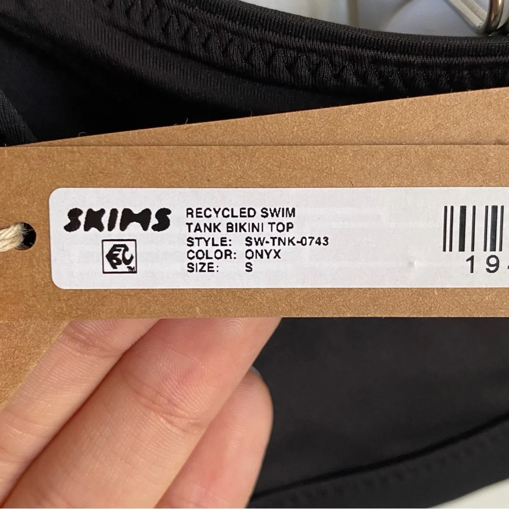 NWT Skims Recycled Swim Tank Bikini Top Onyx S